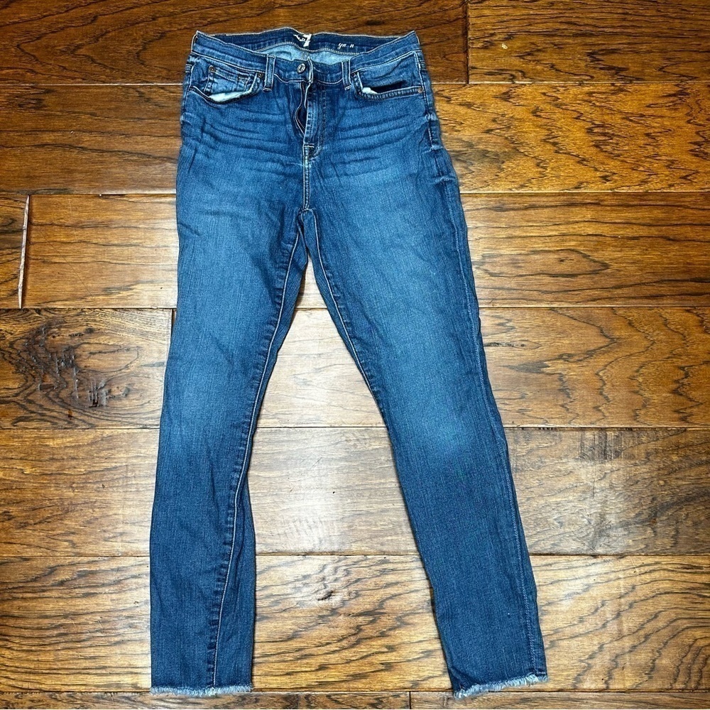7‎ for all mankind gwenevere skinny gray ankle jean